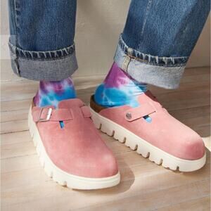 Birkenstock Papillio Boston Chunky Clog Suede Leather Candy Pink Size EU 38 NEW